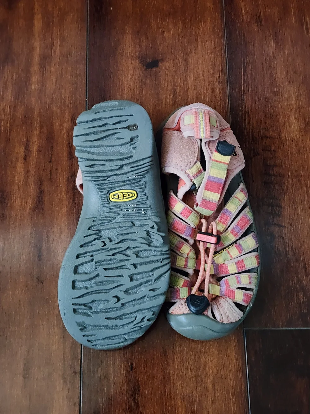 KEEN Newport H2 Kids Waterproof Sandals Pink Stripe Closed Toe Hiking Water Shoe